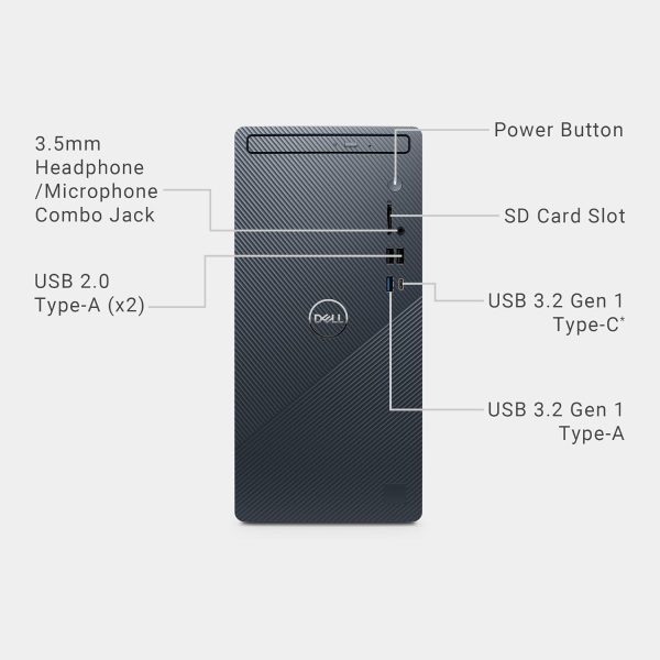 Computadora de escritorio Dell Inspiron 3030: procesador Intel Core i7-14700, 16 GB de RAM DDR5, SSD de 1 TB, gráficos Intel UHD 770, Windows 11 Pro, servicio in situ y de migración, azul niebla - Imagen 12