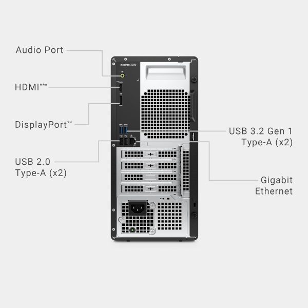 Computadora de escritorio Dell Inspiron 3030: procesador Intel Core i7-14700, 16 GB de RAM DDR5, SSD de 1 TB, gráficos Intel UHD 770, Windows 11 Pro, servicio in situ y de migración, azul niebla - Imagen 13