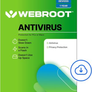 Software antivirus Webroot 2024 | 3 Dispositivo | Descarga de 1 año para PC/Mac