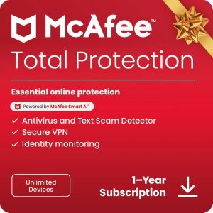 Dispositivos ilimitados McAfee Total Protection listos para 2025 | El software de seguridad incluye antivirus, VPN segura, administrador de contraseñas y monitoreo de identidad | Descargar