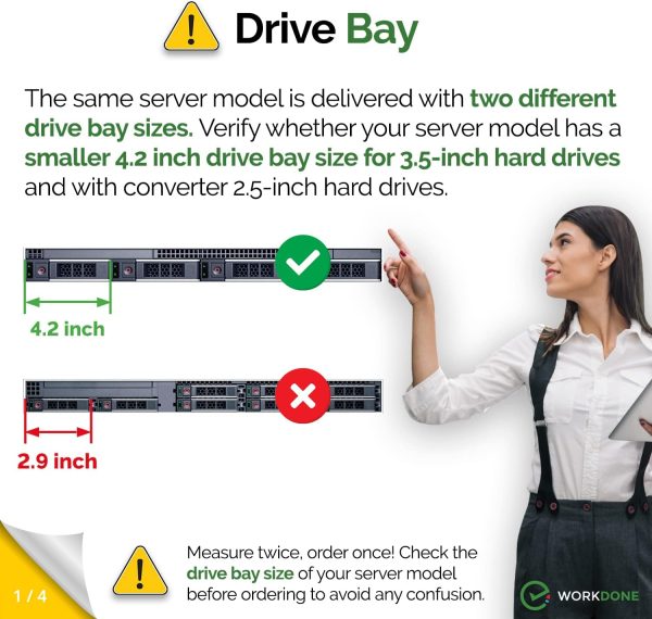 Workdone 6 -Pack - 3.5 "Caddy de disco duro con adaptador HDD de 2.5" - Compatible para servidores Dell PowergeDEDED - R240 R340 R740 R640 R550 R450 R740XD2 R7415 R7425 R6415 - Bray de LED brillante - Manual de configuración - Imagen 2