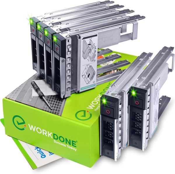 Workdone 6 -Pack - 3.5 "Caddy de disco duro con adaptador HDD de 2.5" - Compatible para servidores Dell PowergeDEDED - R240 R340 R740 R640 R550 R450 R740XD2 R7415 R7425 R6415 - Bray de LED brillante - Manual de configuración