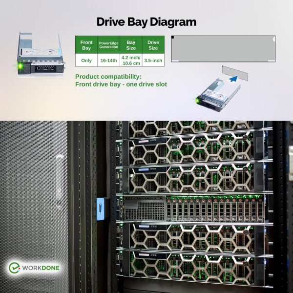 Workdone 6 -Pack - 3.5 "Caddy de disco duro con adaptador HDD de 2.5" - Compatible para servidores Dell PowergeDEDED - R240 R340 R740 R640 R550 R450 R740XD2 R7415 R7425 R6415 - Bray de LED brillante - Manual de configuración - Imagen 6