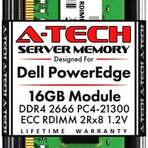 A-Tech 16 GB de memoria para Dell PowerEdge R440, T440, R540, R640, T640, M640, FC640, R740, R740XD, R940, C6420 | DDR4 2666MHz ECC RDIMM PC4-21300 2RX8 1.2V 288 pines Módulo de actualización RAM del servidor DIMM